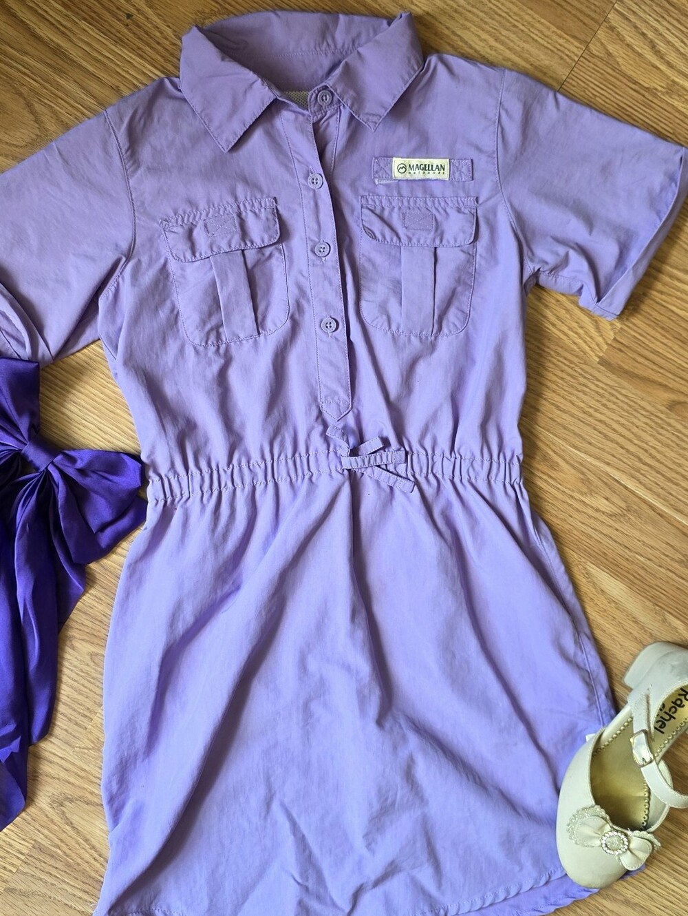 Magellan Outdoors Girls' Laguna Madre Short Sleeve Purple Dress Size M ( 8-10)